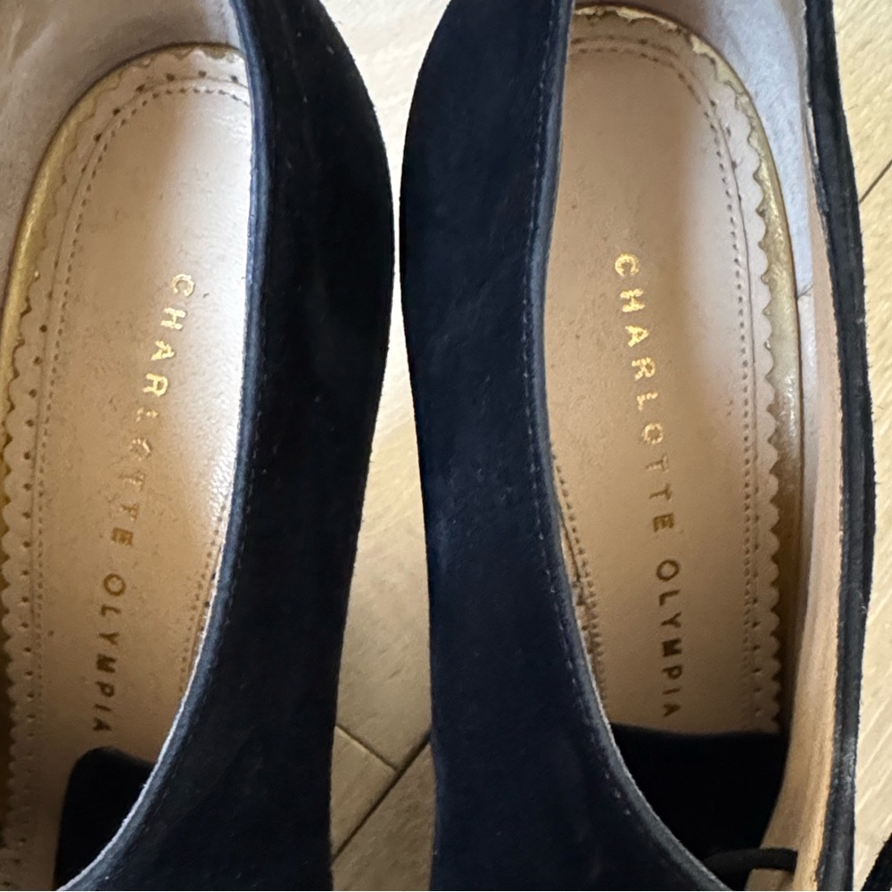 Charlotte Olympia Black and Gold Martha Platform Wedge Booties - Picture 8 of 9